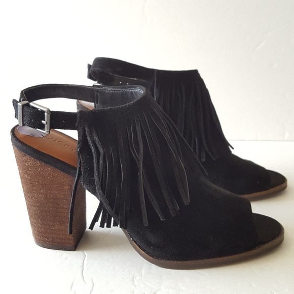 Lucky Brand Shoes - Lucky Brand Liennah Black Suede Fringe Booties